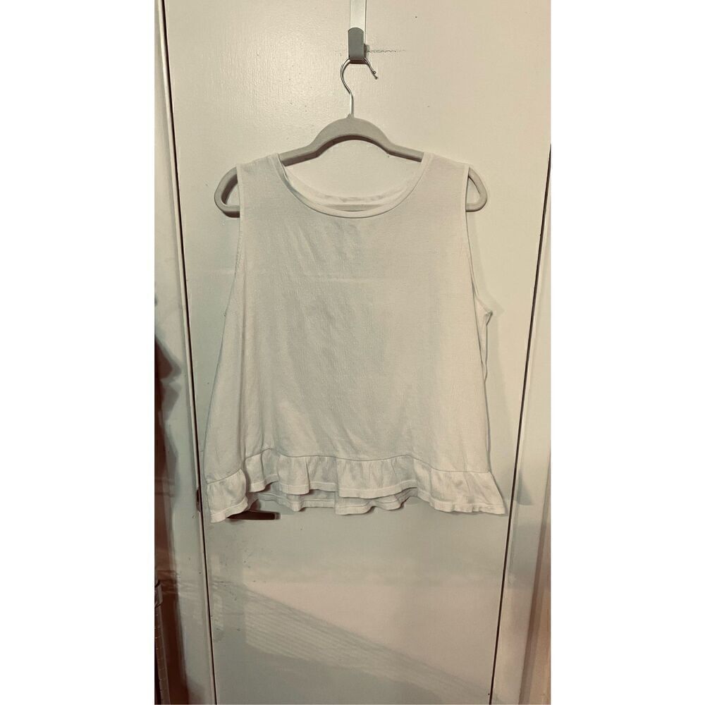 Michael Kors White Gauze Ruffle Sleeveless Top SZ M